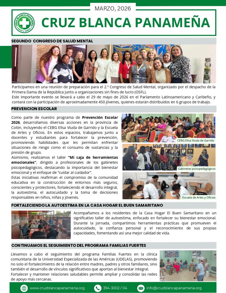 Cruz Blanca Panameña comparte sus noticias de marzo