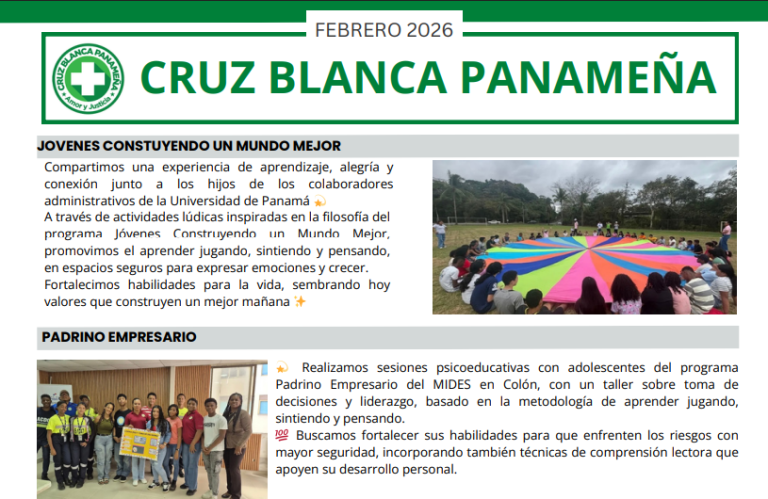 Da un vistazo a las actividades del mes de febrero de la Cruz Blanca Panameña