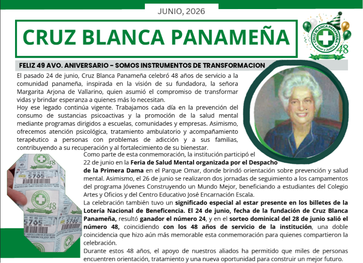 Conoce el boletín de junio de Cruz Blanca Panameña