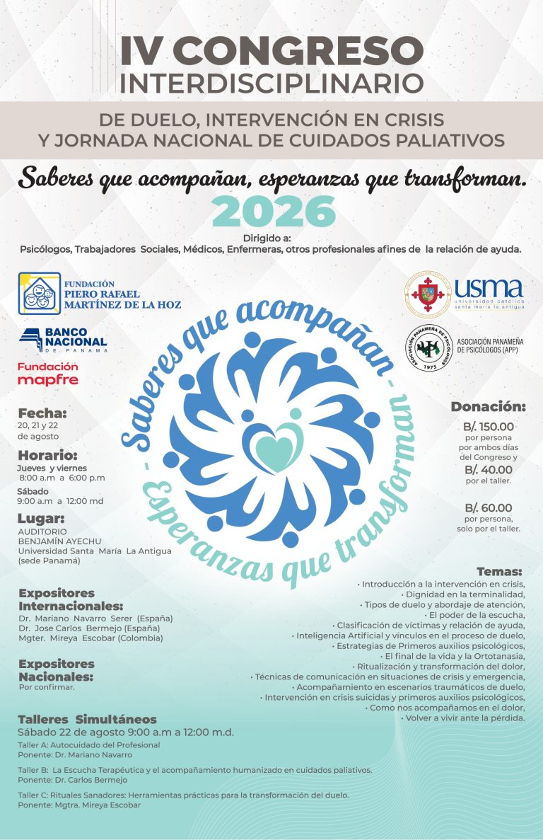 Participa del IV Congreso Interdisciplinario de Duelo e Intervención en Crisis y la II Jornada Nacional de Cuidados Paliativos