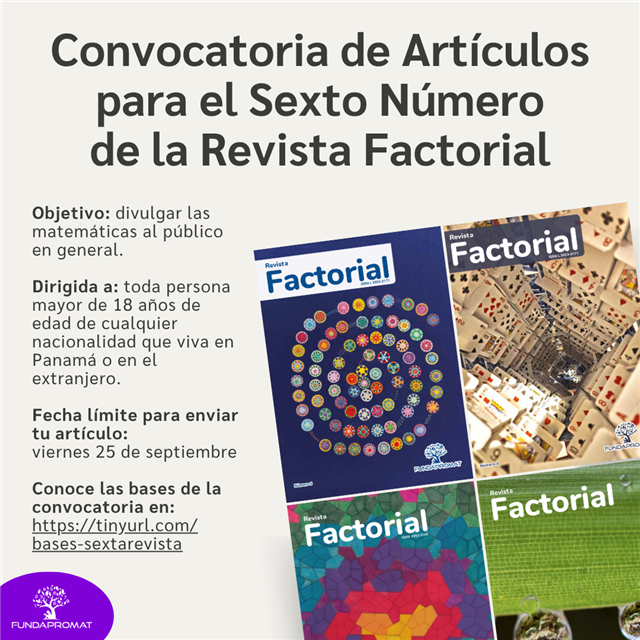 FUNDAPROMAT abre convocatoria de artículos para el sexto número de la Revista Factorial