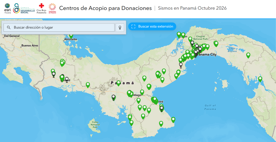 Mapa de centros de acopio en Panamá